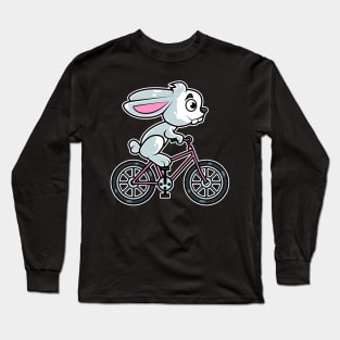 Rabbit Bicycle Cyclist Bunny Cycling print Long Sleeve T-Shirt